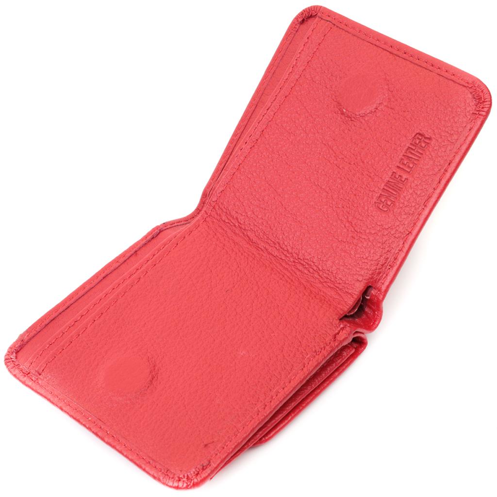 Women's Compact Wallet with Coin Pocket Made of Genuine Leather ST Leather 22689 Red