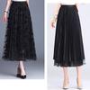Сетчатая юбка с высокой талией, длинная фатиновая юбка, женская весна-лето, эластичная женская плиссированная юбка трапециевидной формы, женская юбка-миди