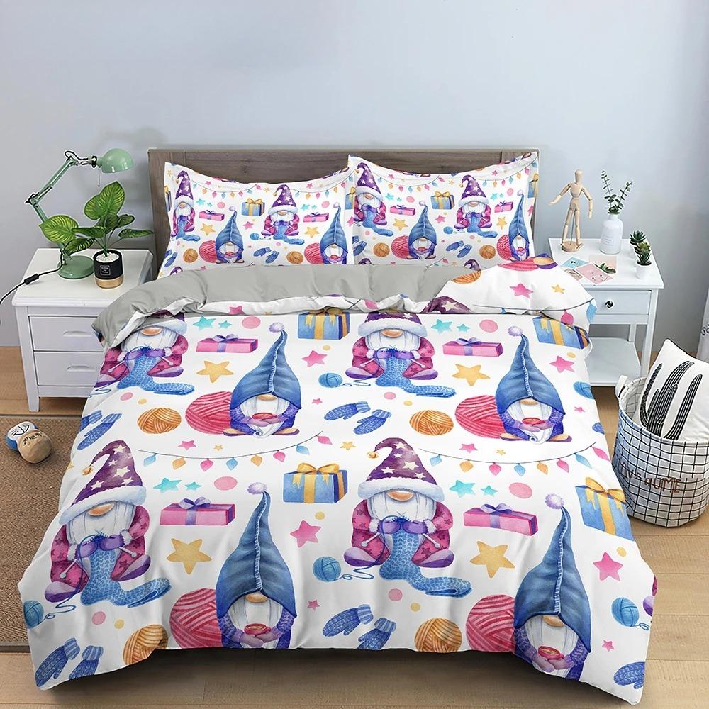 3D Рождеством белый комплект постельного белья Рождественский комплект пододеяльников/пододеяльников полиэстеровое одеяло King Queen полный двойной красный бант бежевый