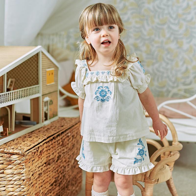 Happyology Girls' Summer Smocked Wide-Leg Shorts