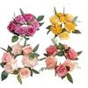Simulated Candle Rings Wreaths Silk Fake Rose Flower 20cm Artificial Flowers  Wedding Decoration