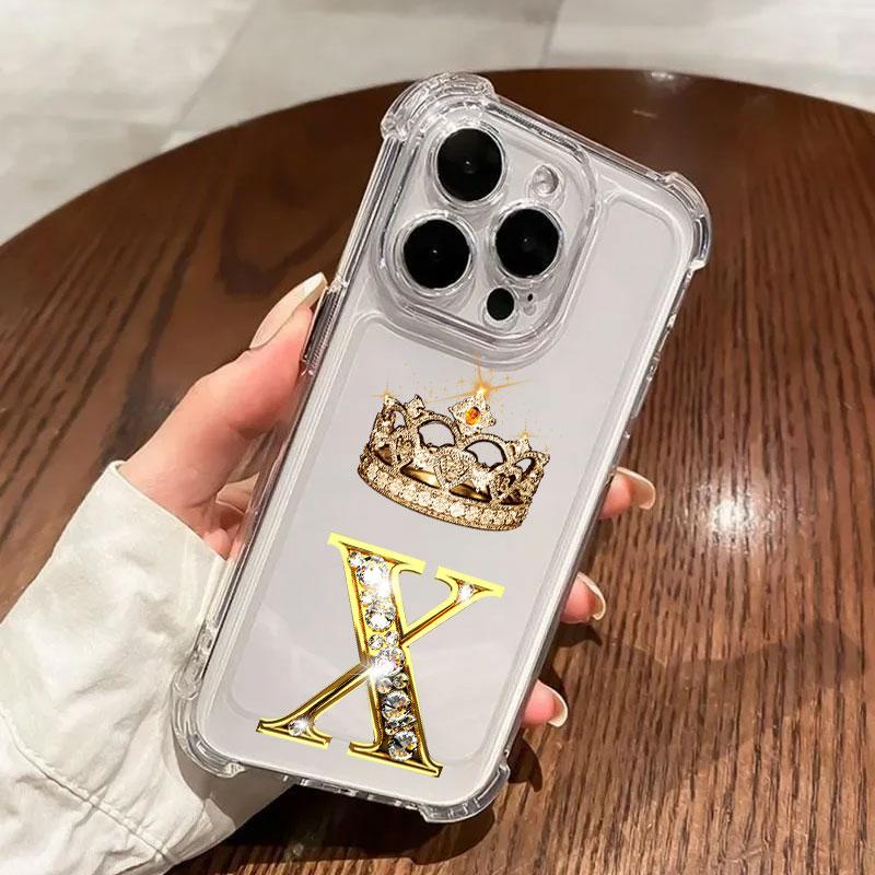 Letter H X V U D A Crown Phone Case For Samsung Galaxy A57 A56 A36 A37 A55 A54 A52 A35 A34 A17 A16 A15 A07 A06 Soft Clear Cover