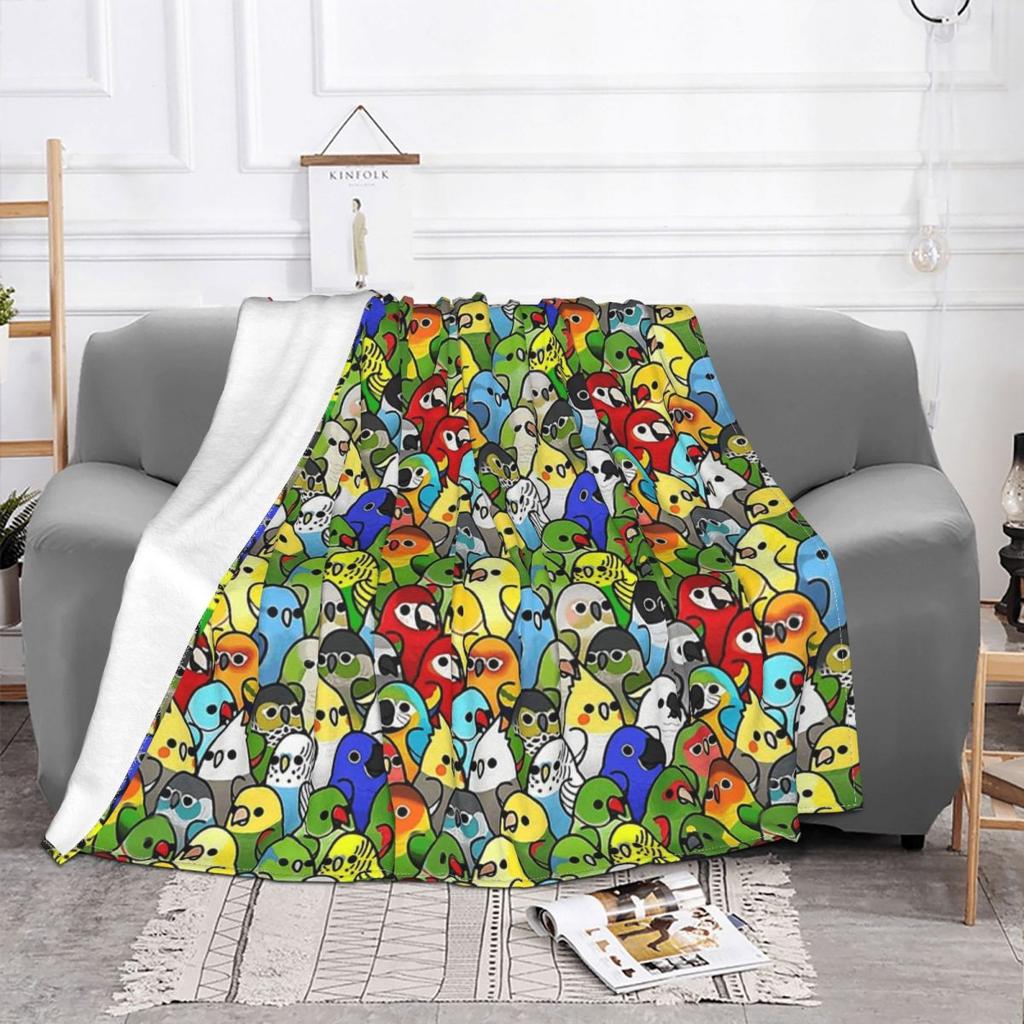 Parrot Bird Blanket Flannel Decoration Too Many Squad Portable Home Bedspread
