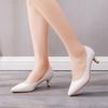 5cm Shallow Mouth Pointed Toe Single Shoes Low Heel Mid-heel Single Shoes Shallow Mouth Occupation White High Heels Commuting Workplace Women's Shoes