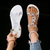 Женские сандалии на плоской подошве со стразами и бабочкой, повседневная летняя обувь с открытым носком, легкие сандалии на эластичной ленте