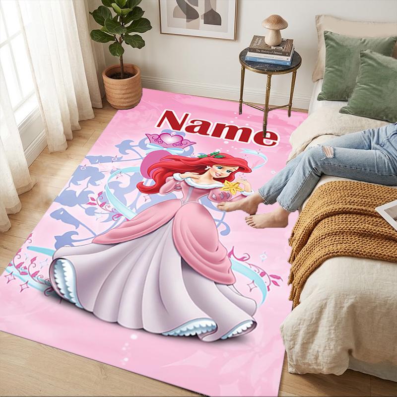 Personalized Name Princess Fantasy Living Room Non-Slip Area Rug Soft Carpet for Bedroom Kids Playroom Sofa Office Home Decor Doormat