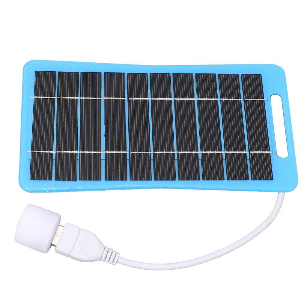 Solar Panel with Light Handle Blue 5V 5W USB Portable Solar Panel Charger for Outdoor Camping