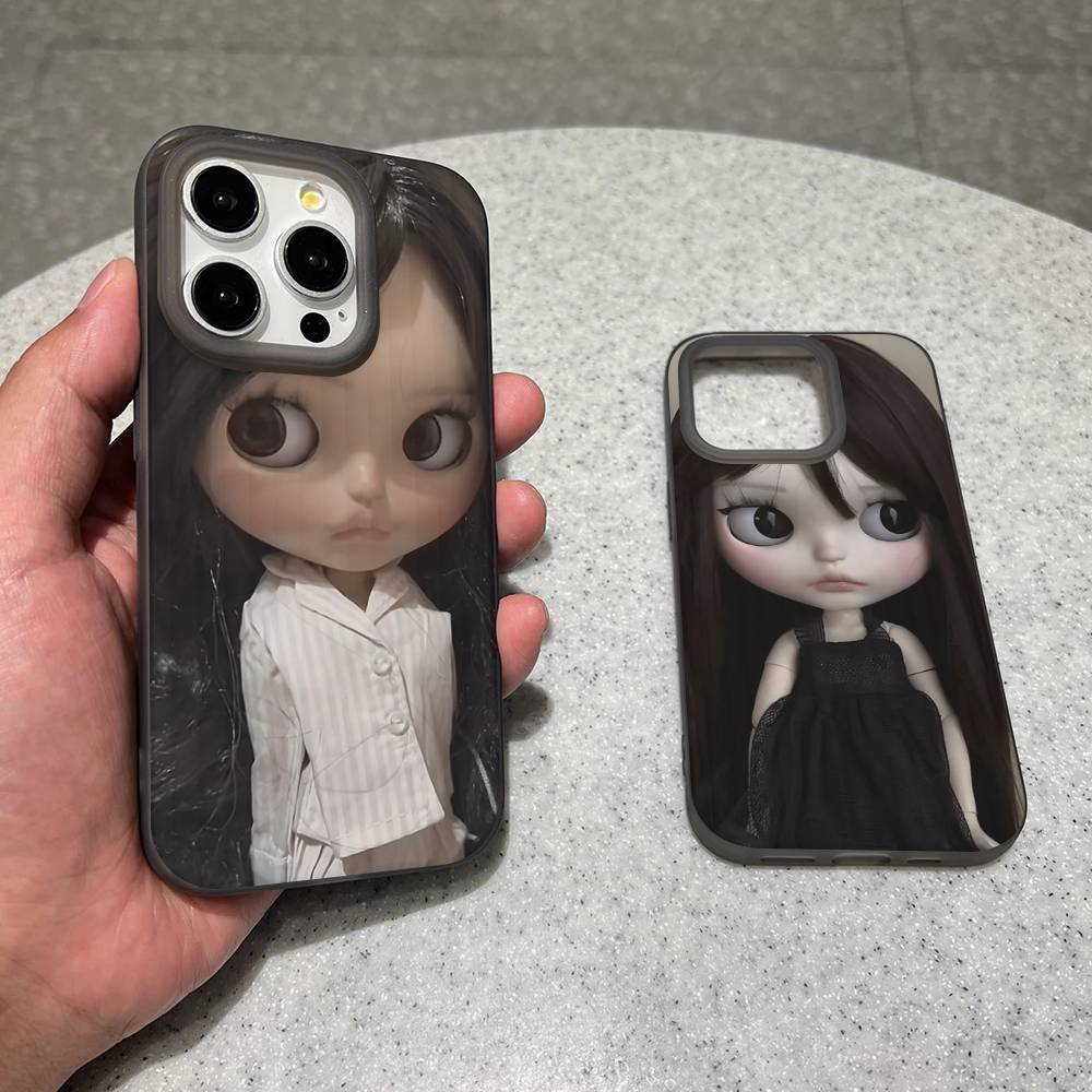 Темная милая кукла Арт для IPhone 16 15 14 13 12 11 17 Pro Max Plus Волна Гофрированный чехол для телефона Защитный от падения