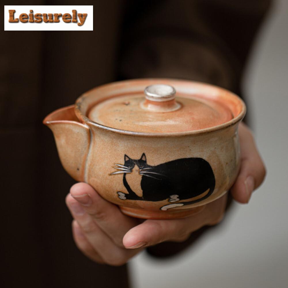 150 мл японский чайник Zhino Cat Hand Grasping, ручная работа, серебряное сокровище, бутылка, горшок для смены печи, обожженный в дровах фарфоровый чайник, чайный сервиз