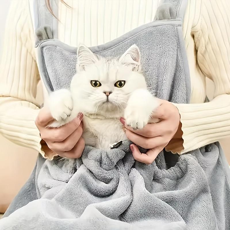 Cat Grooming Bib & Pet Apron, Anti-Hair Grooming Clothes for Cats, Protective Cat Bed Covering Bib for Bathing, Brushing & Grooming