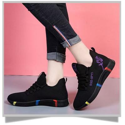 Весенне-осенние нескользящие женские кроссовки на шнуровке, с набивным утолщением, удобные и легкие спортивные туфли