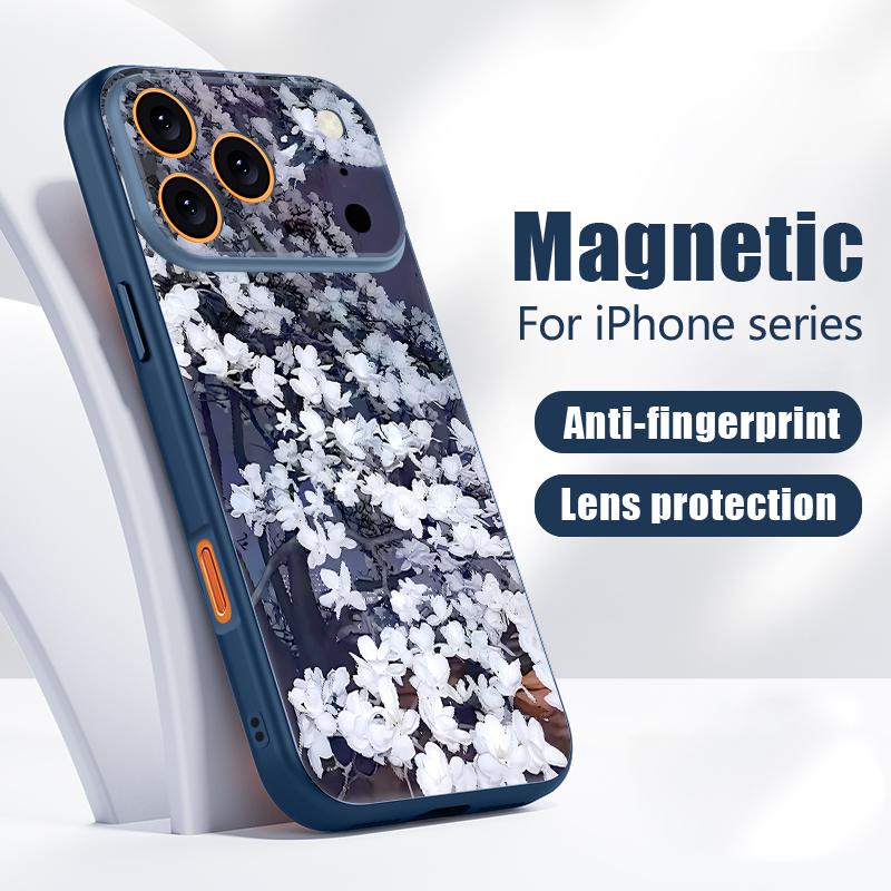 Ретро Цветочный Чехол Для iPhone 17 Pro Max Магнитный Для Magsafe Гибридный Тонкий Матовый Чехол Для iPhone 16 15 14 13 Pro Max