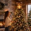 Rustic Farmhouse Holiday Decor Highland Cow Glowing Star Tree Topper, Lighted Christmas Decoration with Festive Indoor Decorations Warm LED,