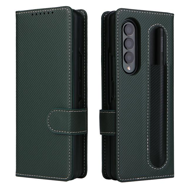 Обычный матовый кожаный чехол-бумажник для телефона Samsung Galaxy Z Fold 3 Fold4 Fold 4 5g Fold3 отдельный дизайн держатель для ручек Fundas