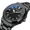Unique Black Watches for Men Fashion Classic Quartz Wristwatch Luxury Top Brand Stainless Steel Strap Waterproof Men's Watches