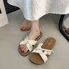2025 New Flat-bottomed Crossed Slippers Women's Summer Wear Seaside Vacation Style One-word Drag Casual Skirt Shoes