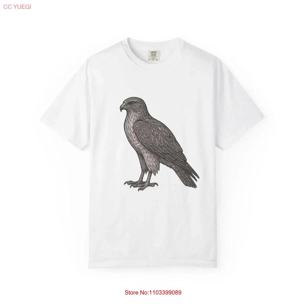 Hawk T Shirt Majestic Bird Art Nature Eagle Falcon Wildlife Illustration Top Lover Vintage Stretched Versatile Graphic
