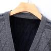 Men's V-neck Buttoned Fleece-lined Cardigan Sweater Long-sleeved Knitted Sweater Jacket