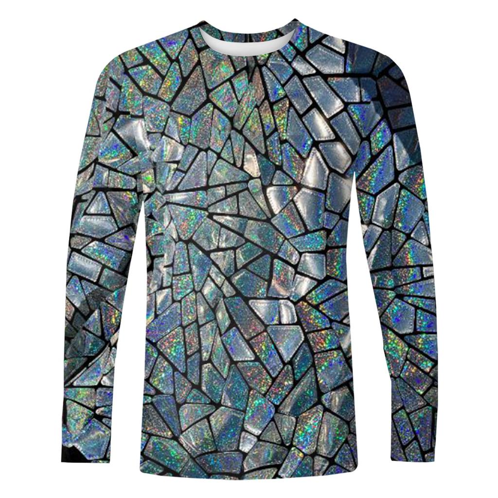 Муж. Футболка Круглый вырез Одежда Одежда На открытом воздухе Длинный рукав С принтом Модельер Винтаж