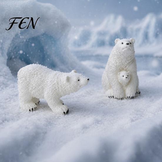 Weatherproof Outdoor Miniatures Polar Bear Resin Mini Figurines, Mother Baby Miniature Ornaments for Cute Fish Tank Accessories Succulents Pots Tanks,