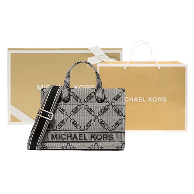 New MICHAEL KORS Gigi Jacquard Tote Bag Shopping Bag Handbag Small Size Women's Gray & Black 30S3S3GM5J-006