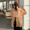 Back Split Lace-up Casual Loose Shirts Women Fashion New See Through Long Sleeve Women's Blouses Thin Breathable Sun Protection Office Lady Tops 26108