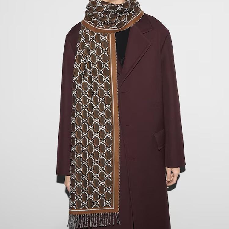 GUCCI Monogrammed Fringed Scarf Men's 7952764G2009565