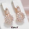 Роскошные висячие серьги Kinel с цирконием в форме цветка для женщин, розовое золото, свадебные ювелирные украшения