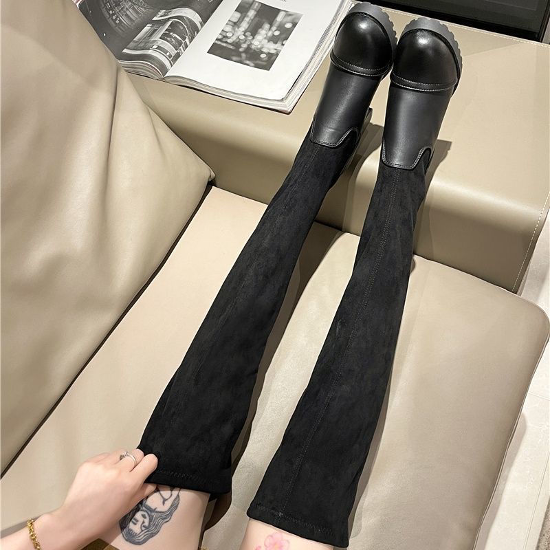 Knee High Slim Boots Children 2025 Autumn and Winter New Internet Celebrity Slim Boots Thick Heel Growth Boots Women