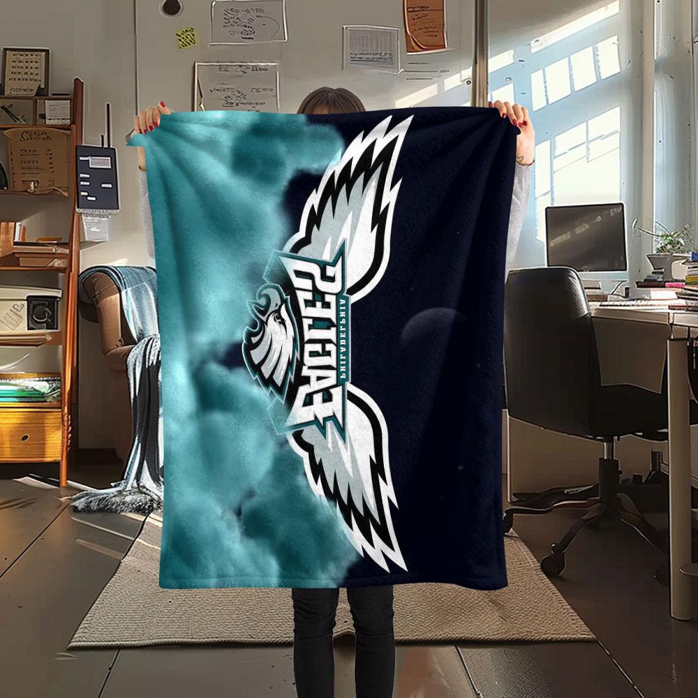 PHI Eagles Printed Flannel Blanket, soft throw for bedroom sofa, washable, fan merchandise, great gift.