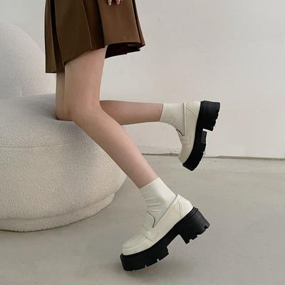 Туфли женские кожаные на платформе с круглым носком и одной педалью, осень-зима 2025, новые универсальные черные туфли-лоферы Mori в стиле ретро