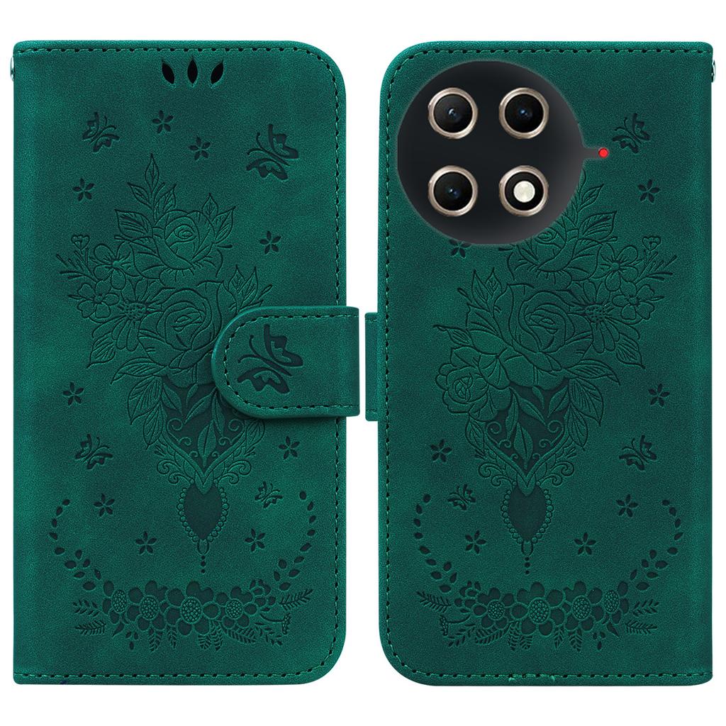For TECNO Camon 30S 4G/30S Pro 4G Case Butterfly Flower Imprint PU Leather Wallet Phone Cover with Strap
