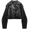 Women Faux PU Leather Jacket Casual Lady Lapel Zipper Short Leather Jacket High Street Motorcycle Coat