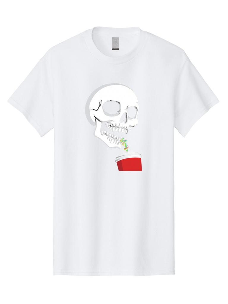 Skull-Drinking-Coffee Mens Graphic Tee, 100% Cotton, Casual Summer Wear