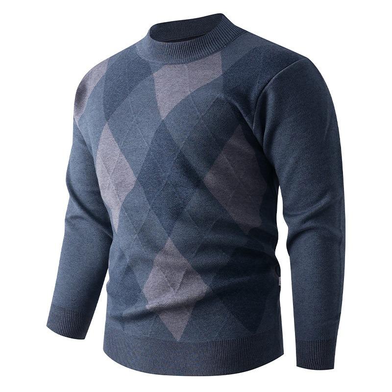 Men S Diamond Pattern Crew Neck Pullover Knit Sweater