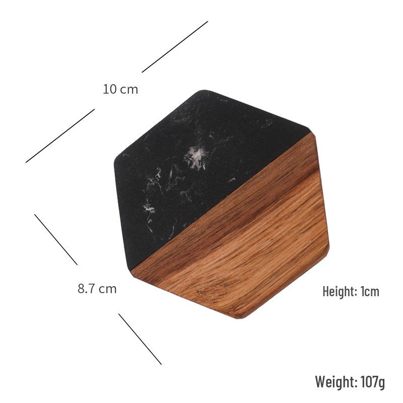 Acacia Wood Food Tray with Resin Marble Coaster - Perfect for Serving Tea, Bread, Fruit and Dinner