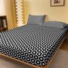 1 Simple Modern Geometry Printed Matte Fitted Sheet, Bedroom Printed Bed Cover, Bedding (Excluding Pillowcases)