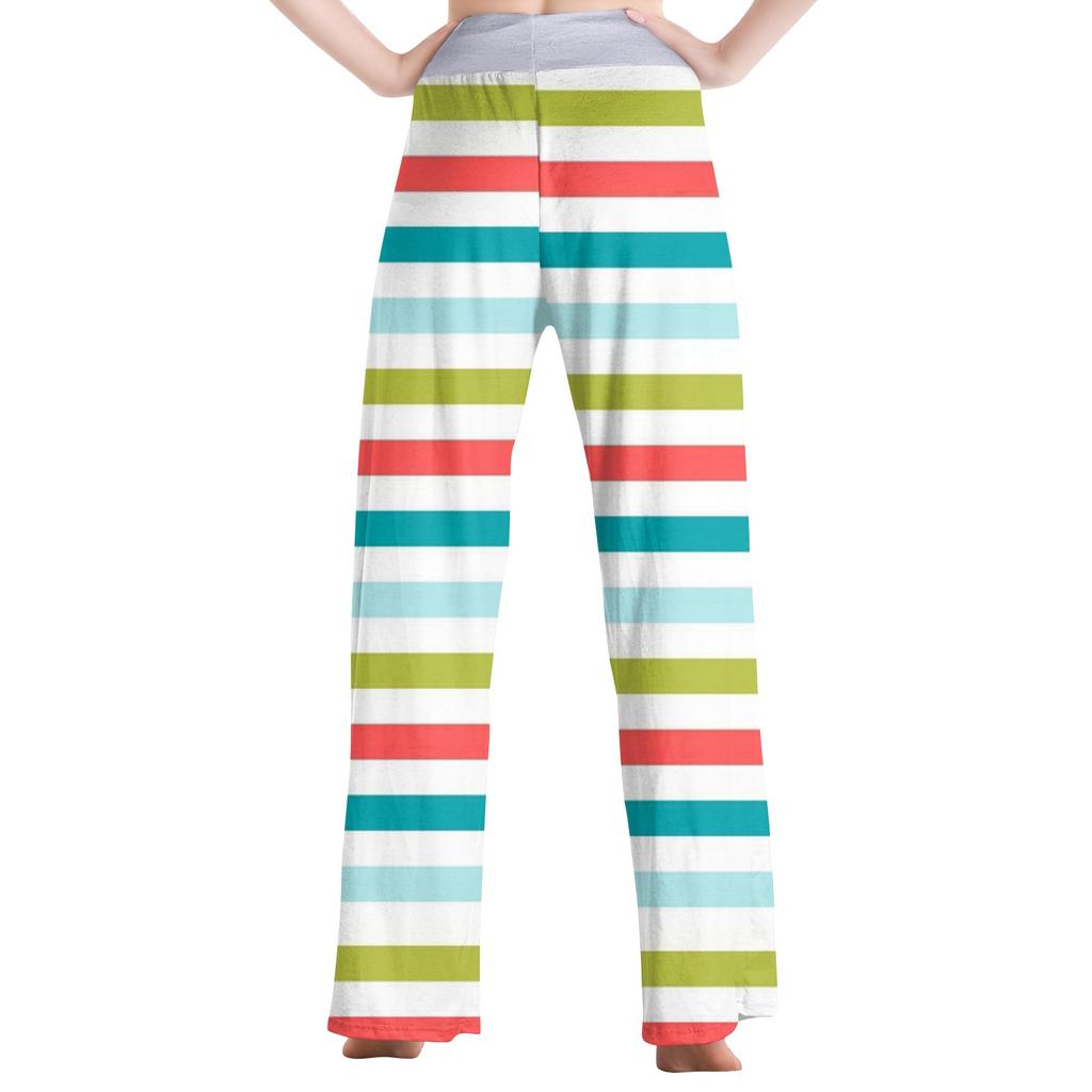 Женские модные повседневные удобные пижамные брюки с принтом и широкими штанинами на шнурке