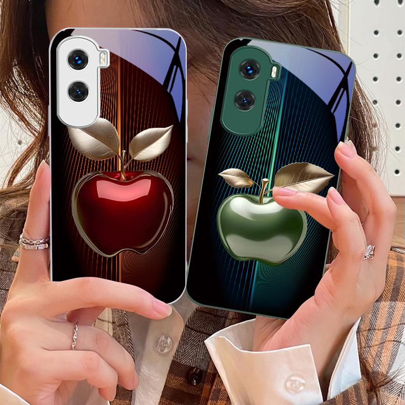 Полосатый градиент яблочно-красный Для Honor 200 90 8X 9X Pro Lite P50 P40 Nova 10 11i P60 Magic4 6 Mate 20 50 Закаленное стекло Чехол для телефона
