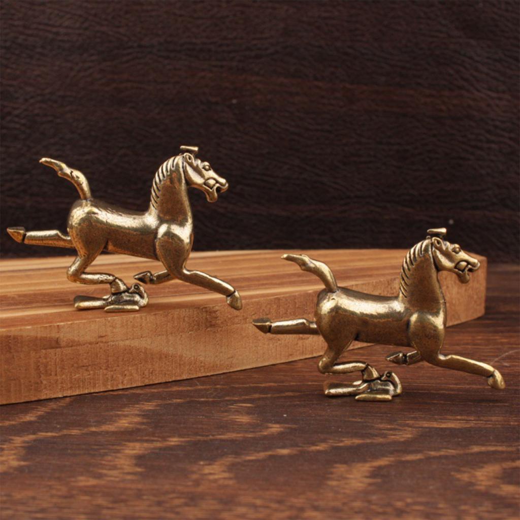 Brass Horse Figurines Chinese Year Zodiac Horse Ornament Feng Shui Lucky Statue Home Office Desktop Decoration Crafts