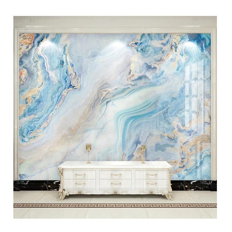 Any Size Mural Wallpaper Modern Blue Color Marble Fresco Living Room Tv Sofa Bedroom 3d Wallpaper