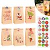 Christmas Countdown Advent Calendar Gift Bags - 24 Set Holiday Candy Packaging