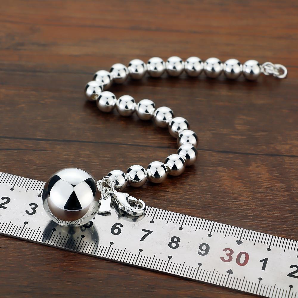 Женский браслет из стерлингового серебра 925 пробы, этнический браслет с подвеской «Бал», серебряные украшения с подвесками, цепочка 20 см, чистое серебро