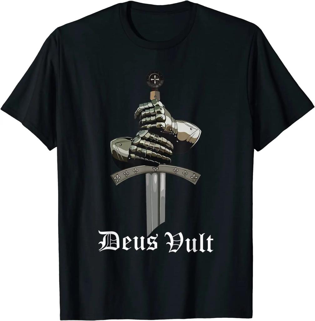 Deus Vult - футболка Catholic Crusader Knights Templar Armor, 100% хлопок, с круглым вырезом и коротким рукавом, повседневная мужская футболка, размер S-3XL