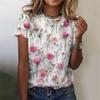 Flower Rose T Shirt For Women Funny Colorful 3D Printed Tees Summer Oversized Tops Short Sleeves Round Neck T-Shirts Streetwear