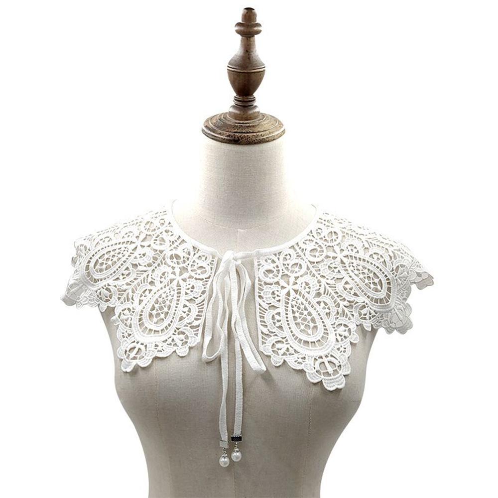 Three Styles Cotton Fake Collar Shawl Wrap Hollow Out Floral Doll Collar Detachable Shirt False Collar Blouse Top Accessories