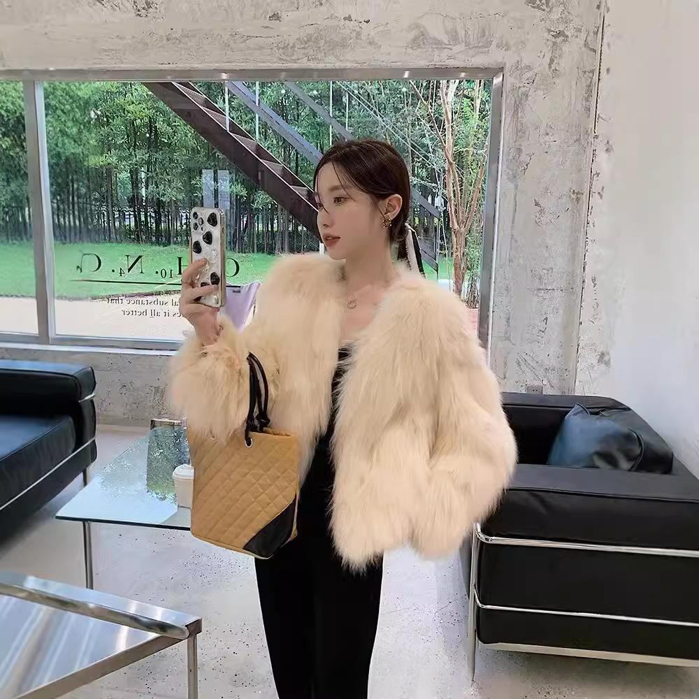 Autumn and Winter Fur Women's Short New Imitation Fox Hair Internet Celebrity Young Winter Fur Short Coat