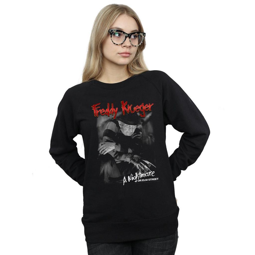 A Nightmare On Elm Street Womens/Ladies Freddy Black And White Photo Sweatshirt