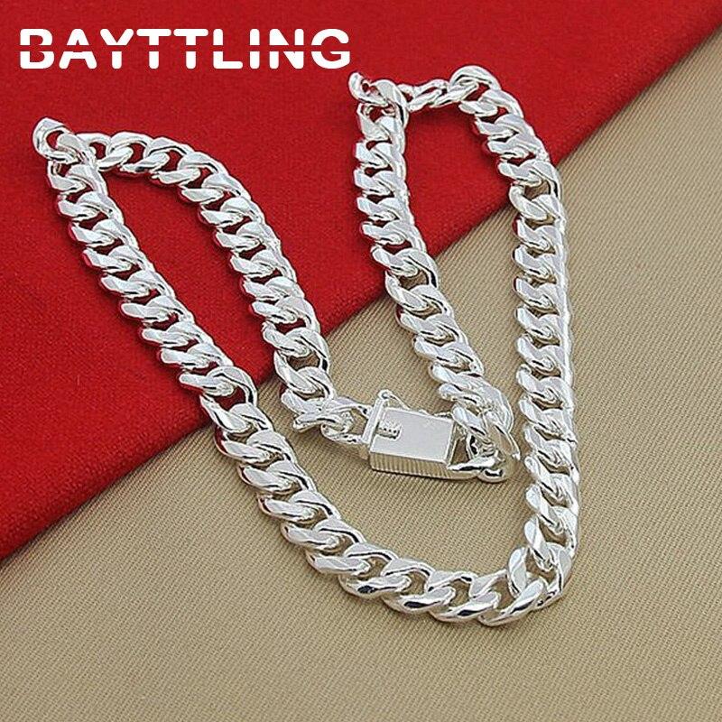 925 Silver 10MM 20/22/24 Inch Cuban Chain Necklace For Women Men Fashion Jewelry Party Birthday Gifts