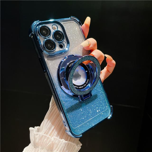 Для iPhone 15 Pro Max Роскошный Магнитный Чехол-Подставка Magsafe с Гальваническим Покрытием для iPhone 11 12 13 14 16Plus Защитная Крышка для Объектива